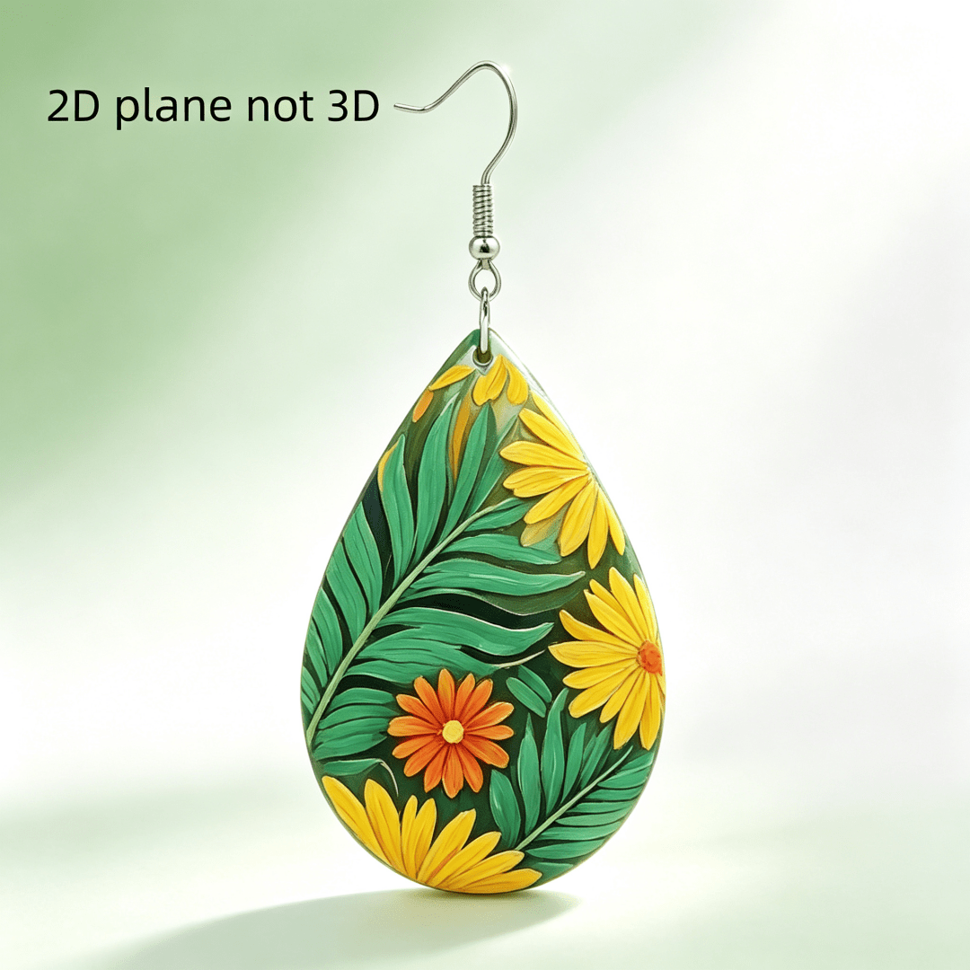 Women's Tropical Floral Teardrop Dangle Earrings, Boho Summer Gift